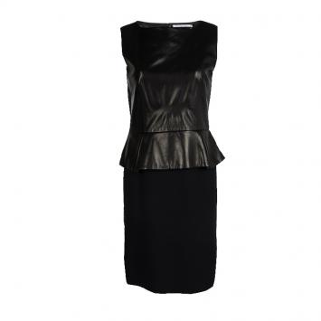 Dior Black Leather Peplum Sleeveless Dress M