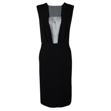 Pre Owned Dior Black Sheer Panel Detail Sleeveless Dress S