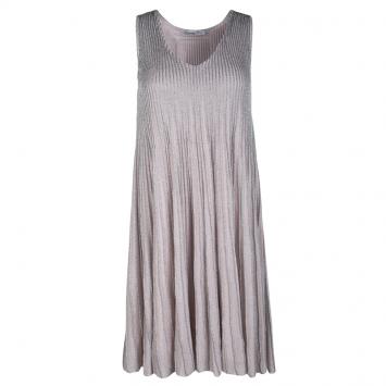 Pre Owned Dior Metallic Blush Pink Lurex Knit Sleeveless A-Line Dress S