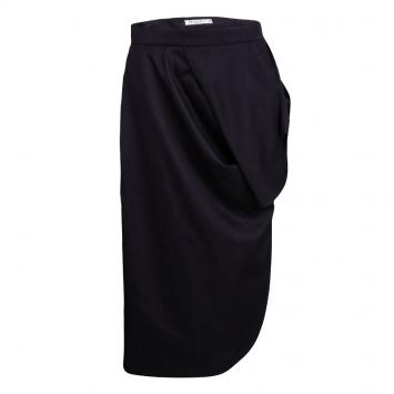 Pre Owned Dior Indigo Draped Wool Asymmetric Midi Skirt L