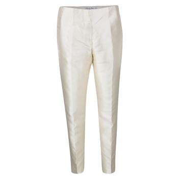 Pre Owned Dior Cream Silk Pants M
