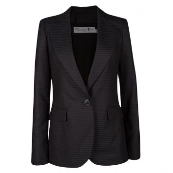 Pre Owned Dior Black and Blue Striped Wool Tailored Blazer S
