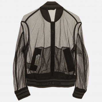 Pre Owned Cristian Dior Black Mesh Sheer Jacket S
