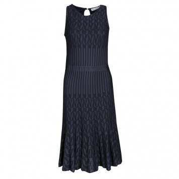 Pre Owned Dior Grey Patterned Jaquard Rib Knit Sleeveless Fit and Flare Dress M