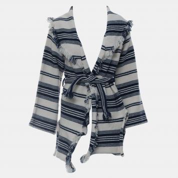 Pre Owned Dior Fringe-Edges Belted Knit Cardigan