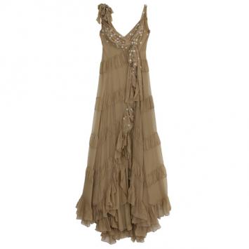 Pre Owned Dior Tiered Embellished Gown M