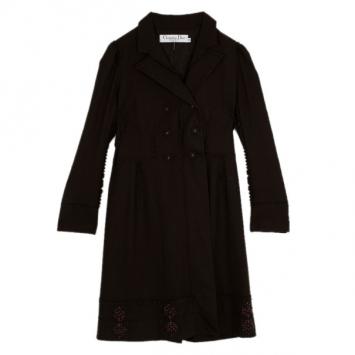 Pre Owned Christian Dior Brown Wool Trench Coat L