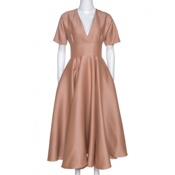 Dior Peach Wool and Silk Flared Midi Dress M