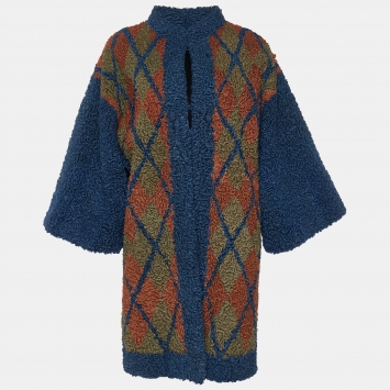 Pre Owned Christian Dior Vintage Multicolor Astrakhan Fur Coat M