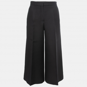 Pre Owned Dior Black Wool And Silk Culottes S