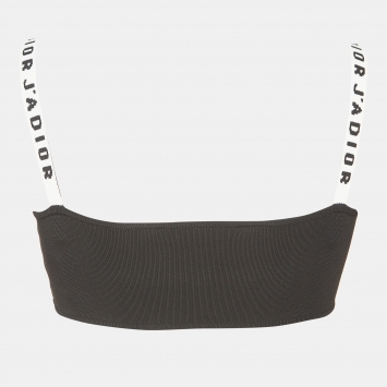Pre Owned Dior Black Logo Printed Strap Knit Bralette Top XS