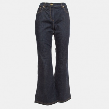 Pre Owned Dior Navy Blue Denim Flared Jeans M Waist 32"