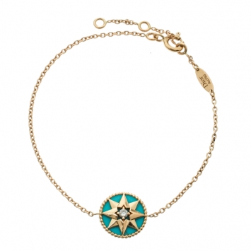 Pre Owned Dior Rose des Vents Diamond Turquoise 18k Yellow Gold Bracelet