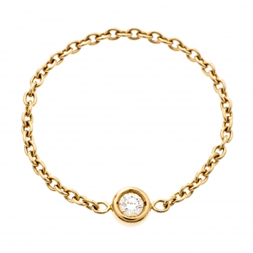 Pre Owned Dior Mimioui Diamond 18k Yellow Gold Chain Ring Size 54.5