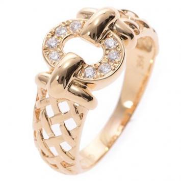 Pre Owned Dior 18K Yellow Gold and Diamond Ring Size 54