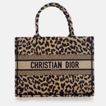 Dior Medium Canvas Leopard Mizza Book Tote