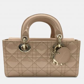 Dior Beige Small Patent Cannage Lady D-Joy