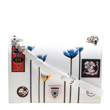 Pre Owned Dior White Leather Medium Paradise Diorama Shoulder Bag