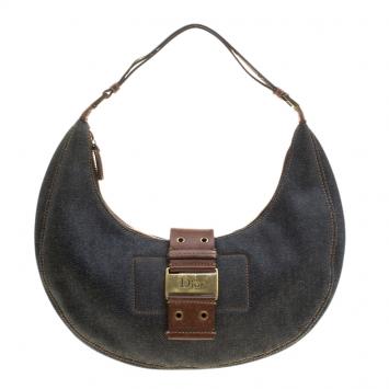 Pre Owned Dior Blue Denim Hobo