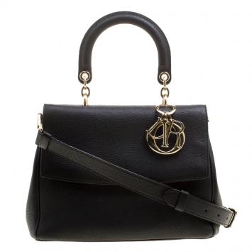 Pre Owned Dior Black Leather Small Be Dior Flap Bag