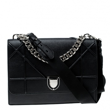 Pre Owned Dior Black Leather Diorama Satchel
