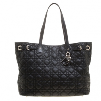 Pre Owned Dior Black Cannage Coated Canvas Large Panarea Tote