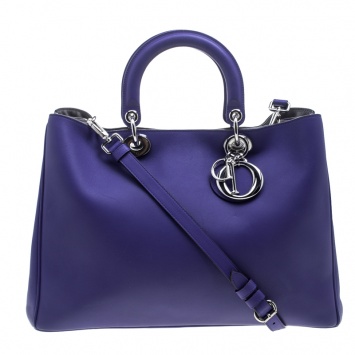 Pre Owned Dior Blue Leather Large Diorissimo Shopper Tote