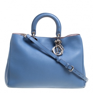 Pre Owned Dior Blue Leather Large Diorissimo Shopper Tote