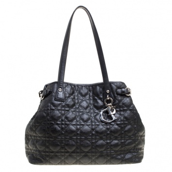 Pre Owned Dior Black Coated Canvas Small Panarea Tote