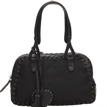 Pre Owned Dior Black Canvas/Leather Oblique Lovely Satchel Bag