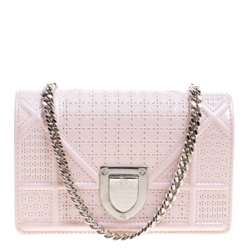 Pre Owned Dior Pink Patent Leather Mirco Diorama Bag