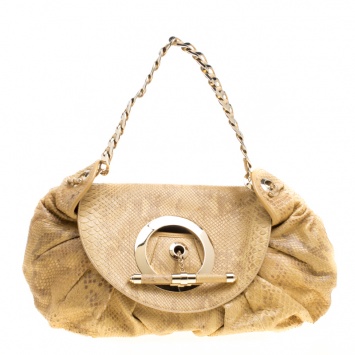 Pre Owned Dior Beige Python Limited Edition 028 Hobo