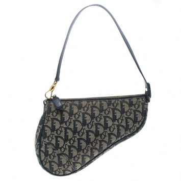 Pre Owned Dior Blue Diorissimo Canvas and Leather Saddle Bag