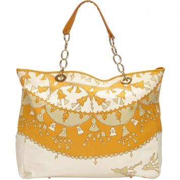 Pre Owned Dior Orange Printed Cotton Tote Bag