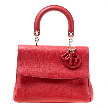 Pre Owned Dior Red Leather Small Be Dior Flap Top Handle Bag