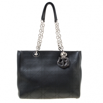 Pre Owned Dior Black Cannage Leather Medium Ultradior Tote