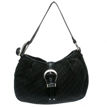 Pre Owned Dior Black Diorissimo Canvas and Leather Hobo