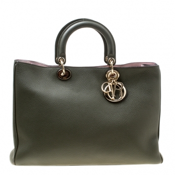 Pre Owned Dior Pine Green Leather Large Diorissimo Shopper Tote