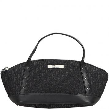 Pre Owned Dior Black Oblique Canvas And Leather Everyday Bag