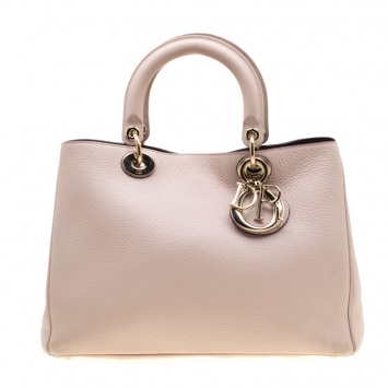 Pre Owned Dior Blush Pink Leather Medium Diorissimo Shopper Tote