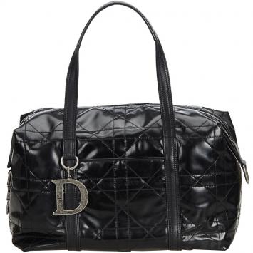 Pre Owned Dior Black PVC Cannage Everyday Bag