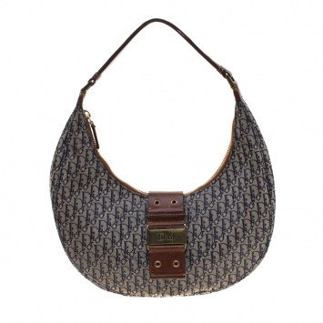 Pre Owned Dior Blue/Brown Diorissimo Canvas and Leather Street Chic Hobo