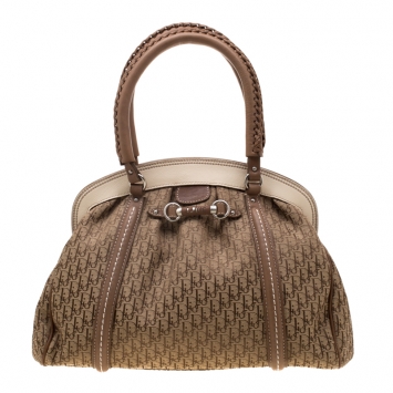 Pre Owned Dior Beige Diorissimo My Dior Frame Satchel