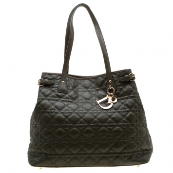 Pre Owned Dior Mossy Green Coated Canvas Medium Panarea Shopper Tote