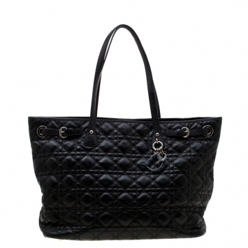 Pre Owned Dior Black Coated Canvas Medium Panarea Shopper Tote