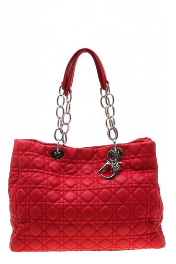 Pre Owned Dior Red Cannage Leather Soft Dior Shopping Tote