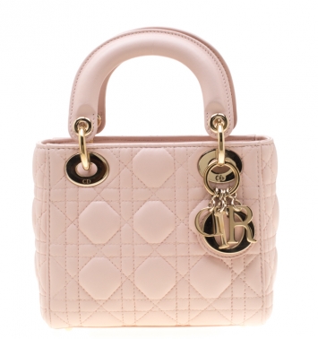 Pre Owned Dior Blush Pink Leather Mini Lady Dior Tote