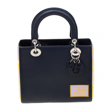 Pre Owned Dior Floral Print Leather Medium Lady Dior Tote