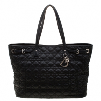 Pre Owned Dior Black Cannage Coated Canvas Large Panarea Tote
