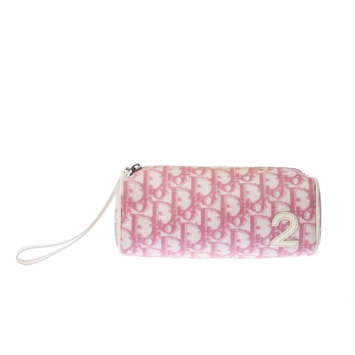 Pre Owned Dior Pink/White Diorissimo Canvas Number 2 Wristlet Pouch